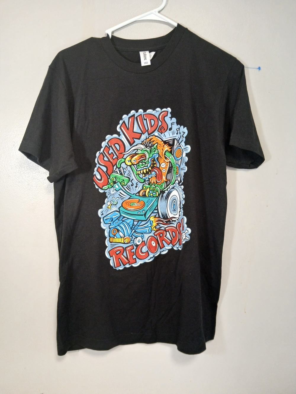Tultex Black Kids Records Graphic Tee with Multicolor Retro Design
